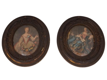 ANTIQUE LITHOGRAPHS WITH LADY PORTRAITS CA 19TH C