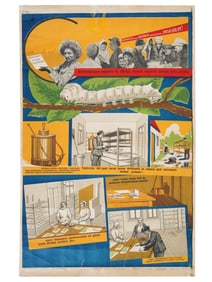 RARE AZERBAIJANI SOVIET ERA SILK MINING POSTER