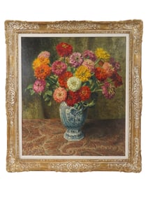 BELGIAN STILL LIFE OIL PAINTING BY OSWALD POREAU
