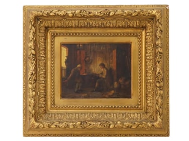 NORTH EUROPEAN SCHOOL GENRE SCENE OIL PAINTING