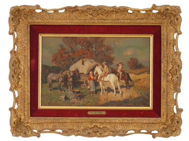 ANTIQUE RUSSIAN GERMAN OIL PAINTING BY WILHELM VELTEN