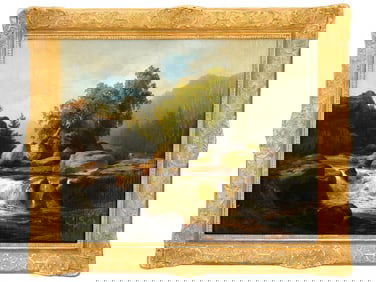 ANTIQUE AMERICAN OIL PAINTING BY HERMAN FUECHSEL