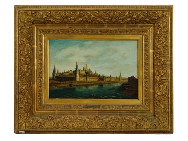 ANTIQUE RUSSIAN MAKSIM VOROBYOV OIL LANDSCAPE PAINTING