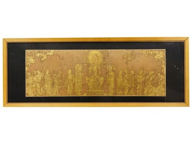 ANTIQUE BUDDHIST GOLD LEAF PAINTING ON RICE PAPER