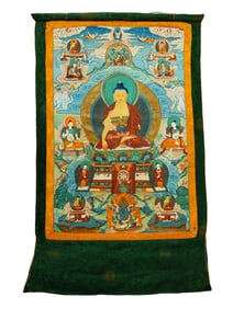 ANTIQUE CHINESE THANGKA PAINTING BUDDHA SHAKYAMUNI