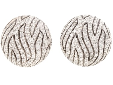 RUSSIAN 14K WHITE GOLD 585 AND DIAMONDS EARRINGS