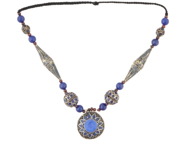 ANTIQUE NEAR EASTERN LAPIS LAZULI BEAD NECKLACE
