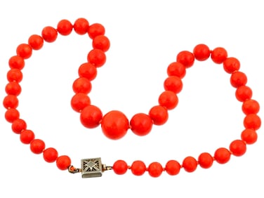VINTAGE BEADED DESIGN RED CORAL STONE NECKLACE