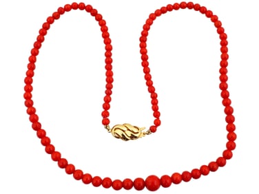 VINTAGE GOLD BEADED DESIGN RED CORAL STONE NECKLACE