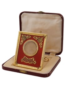 RUSSIAN GILT SILVER ENAMEL WITH DIAMONDS PICTURE FRAME