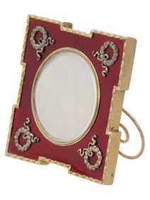 RUSSIAN GILT SILVER PICTURE FRAME W FLORAL DECOR