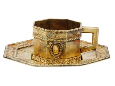 ANTIQUE RUSSIAN GILT SILVER TEA SET BY FABERGE C 1894