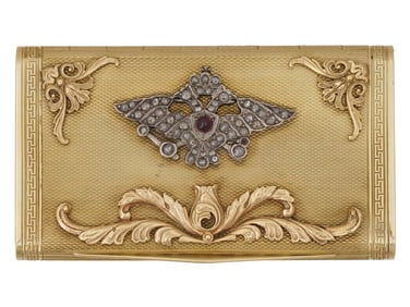 RUSSIAN 56 GOLD DIAMONDS GEMSTONE CIGARETTE CASE