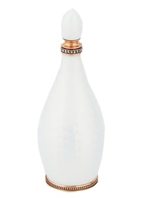 RUSSIAN GOLD GUILLOCHE ENAMEL DIAMOND PERFUME BOTTLE