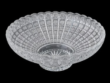 LARGE BOHEMIAN MANNER FOOTED CUT CRYSTAL GLASS BOWL