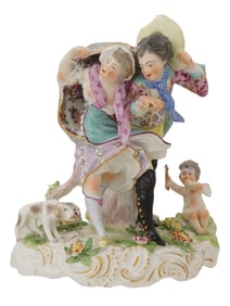 ANTIQUE GERMAN MEISSEN HAND PAINTED PORCELAIN FIGURINE