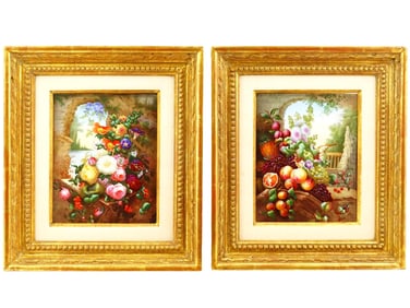 ENGLISH STILL LIFE ENAMEL MINIATURE PAINTING SIGNED