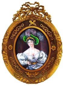 ANTIQUE 19TH C MINIATURE PAINTING FEMALE PORTRAIT