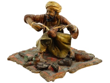 ANTIQUE AUSTRIAN ORIENTAL BRONZE FIGURE SHOEMAKER