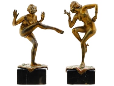ANTIQUE AUSTRIAN BRONZE FIGURINES NUDE DANCERS