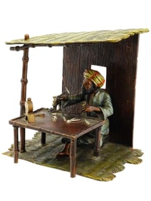 ANTIQUE AUSTRIAN ORIENTAL BRONZE FIGURE WATCHMAKER