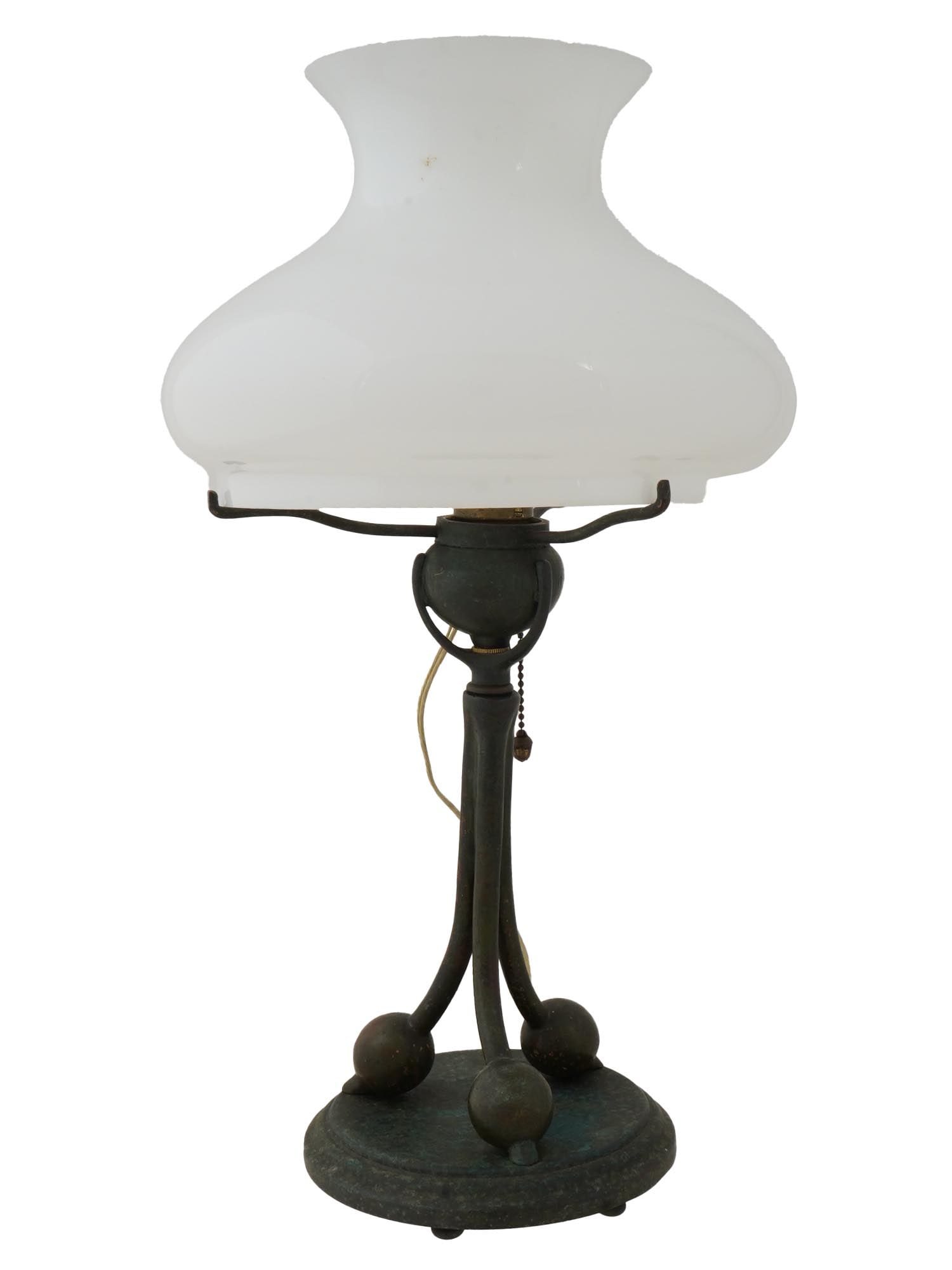 ANTIQUE AMERICAN TIFFANY BRONZE GLASS ELECTRIFIED LAMP (1 of 13)