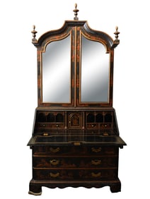 ANTIQUE GILT JAPANNED CHINOISERIE STYLE BUREAU CABINET