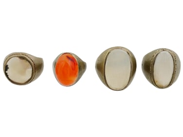 ANTIQUE ISLAMIC SILVER GEMSTONE SIGNET RINGS