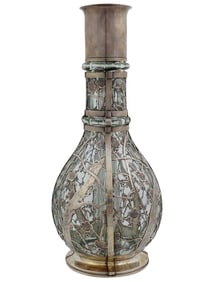 EARLY 20TH C JAPANESE SILVER MOUNTED GLASS DECANTER