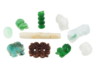 VINTAGE CHINESE CARVED JADEITE JADE PENDANTS AMULETS