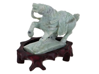 VINTAGE CHINESE TANG STYLE JADEITE HORSE SCULPTURE