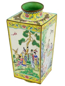 ANTIQUE 19TH CEN CHINESE CANTON ENAMEL VASE