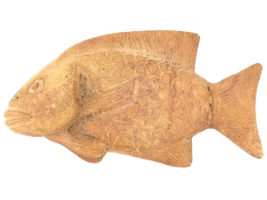 ANCIENT EGYPTIAN HAND CARVED LIMESTONE FISH FIGURINE