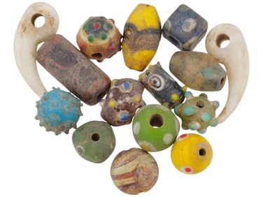 15 ANCIENT PHOENICIAN GLASS BEADS 500 TO 300 BC