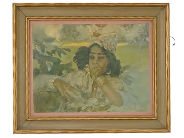 ABEL PANN ISRAELI FEMALE PORTRAIT COLOR LITHOGRAPH