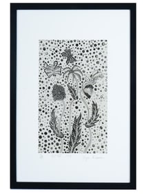 SIGNED YAYOI KUSAMA 1995 JAPANESE ETCHING WITH COA