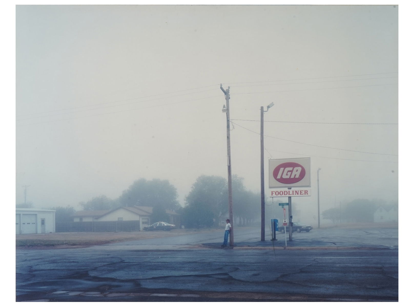1995 TEXAS PHOTO PRINT ON ALUMINIUM BY NADAV KANDER: Nadav Kander, Israeli, born 1961, a pigment print on aluminium, IGA, Claude, Texas, 1995. Edition 3 of 9. Inscribed, and dated, on the backside. Nadav Kander, born 1961, is a London based photographer