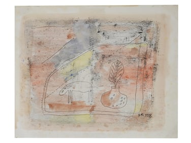 INDIAN MIXED MEDIA PAINTING SIGNED PRABHAKAR BARWE