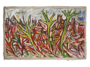 MID CENTURY INDIAN SCHOOL FRANCIS SOUZA PAINTING