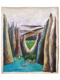 INDIAN LANDSCAPE OIL PAINTING SIGNED SABAVALA
