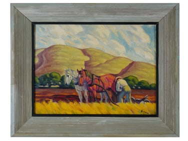 SPANISH SCHOOL RURAL OIL PAINTING SIGNED BY ARTIST