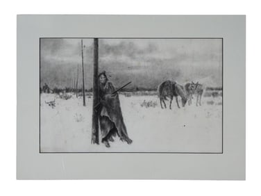 AMERICAN PENCIL PAINTING AFTER HENRY FRANCOIS FARNY