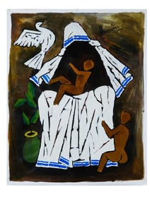 INDIAN OIL PAINTING W COA SIGNED MAQBOOL F HUSAIN