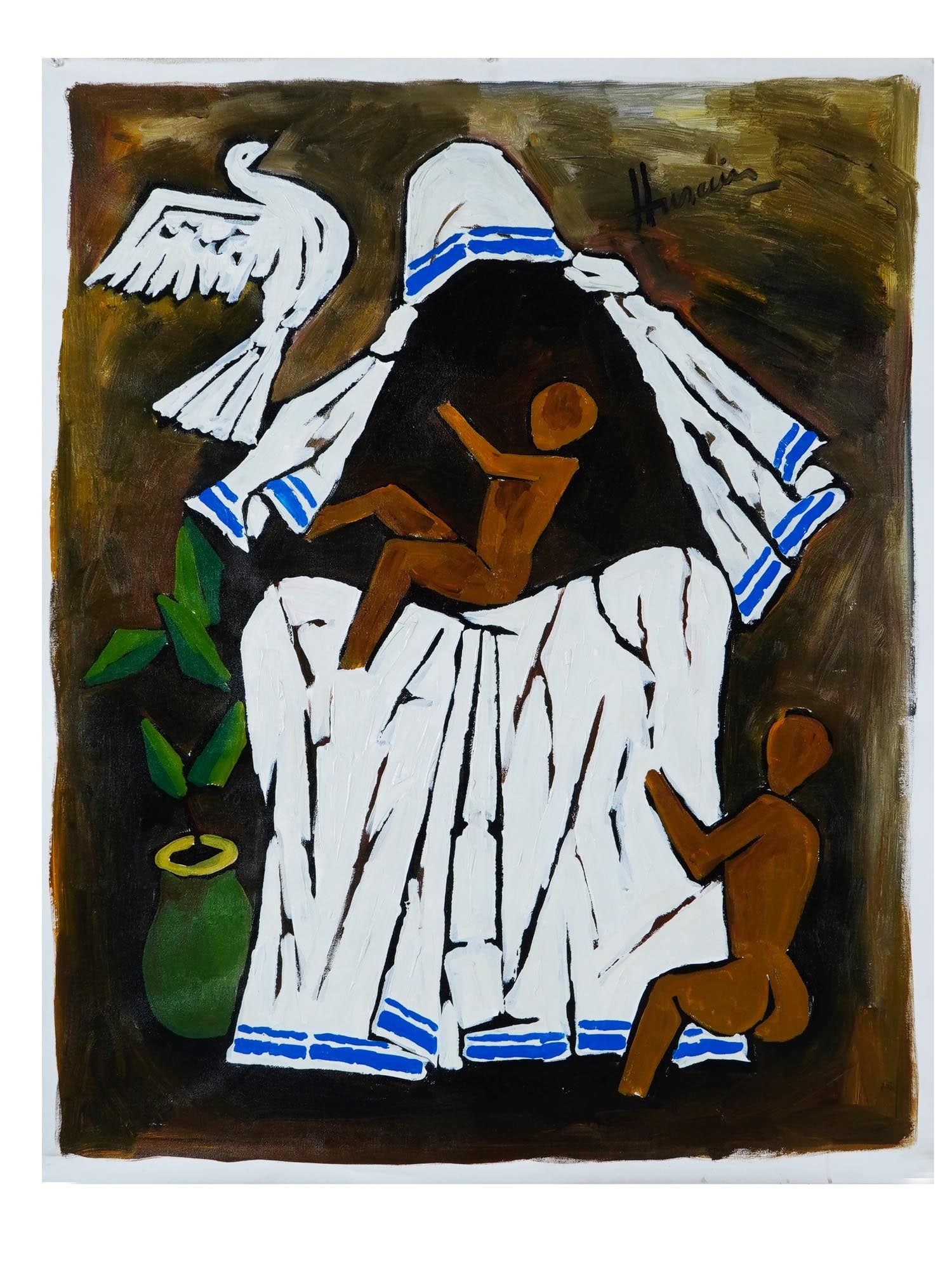 INDIAN OIL PAINTING W COA SIGNED MAQBOOL F HUSAIN (1 of 6)