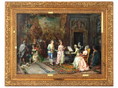 ANTIQUE ITALIAN OIL PAINTING BY CESARE AUGUSTE DETTI