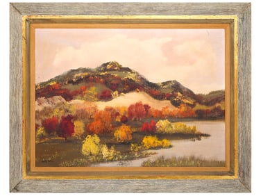 AMERICAN AUTUMN LANDSCAPE OIL PAINTING BY ADOLF DEHN