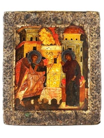 16TH CEN RUSSIAN ORTHODOX ICON OF THE ANNUNCIATION