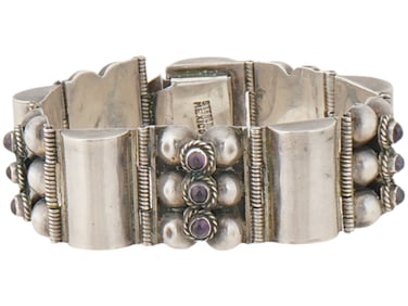 VINTAGE STERLING SILVER AMETHYST BRACELET