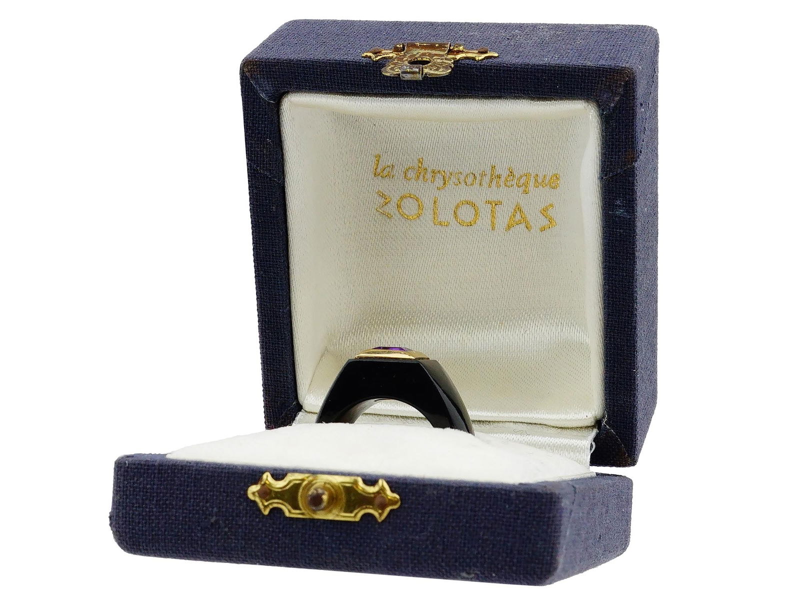 14K GOLD AND AMETHYST STONE JEWELRY RING IN BOX (1 of 7)