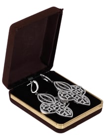 YAGI STERLING SILVER AND DIAMOND DANGLE EARRINGS